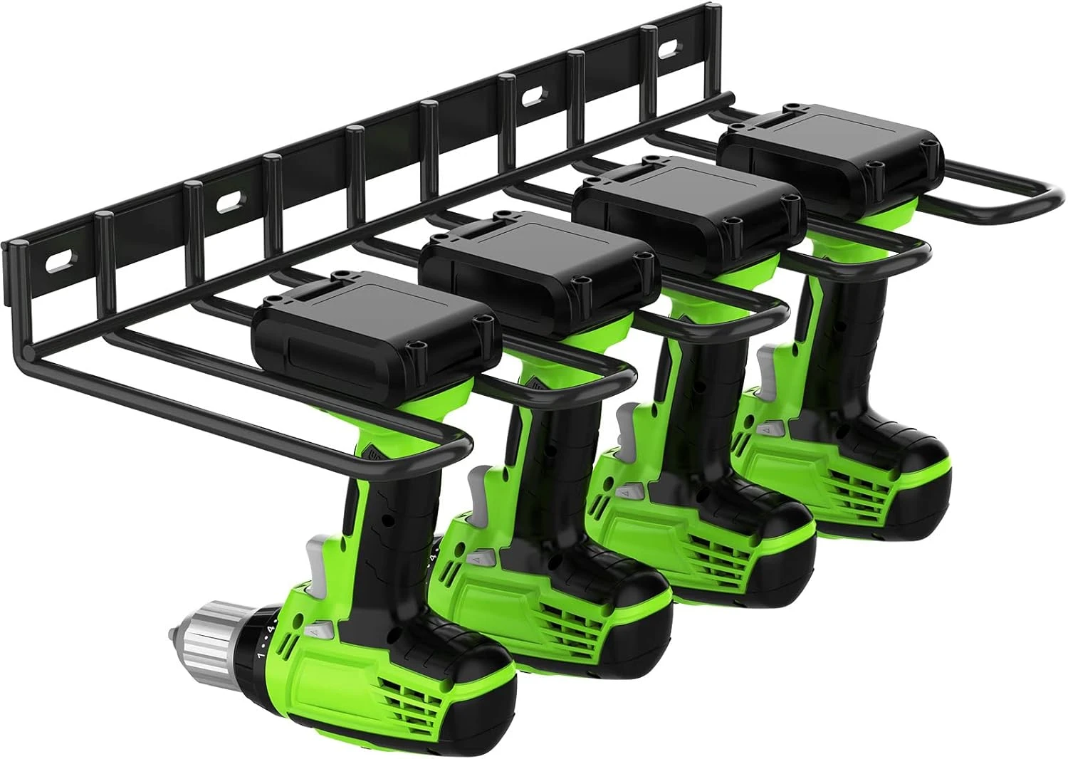 Support mural pour perceuses en acier allié, noir, charge 22,7 kg, vis et cheville fournies