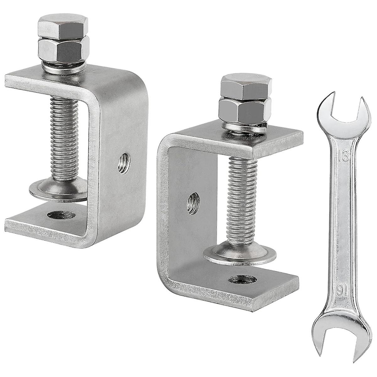 Serre-joint en C en acier inoxydable 304, ouverture 45 mm, clé fournie, lot de 2