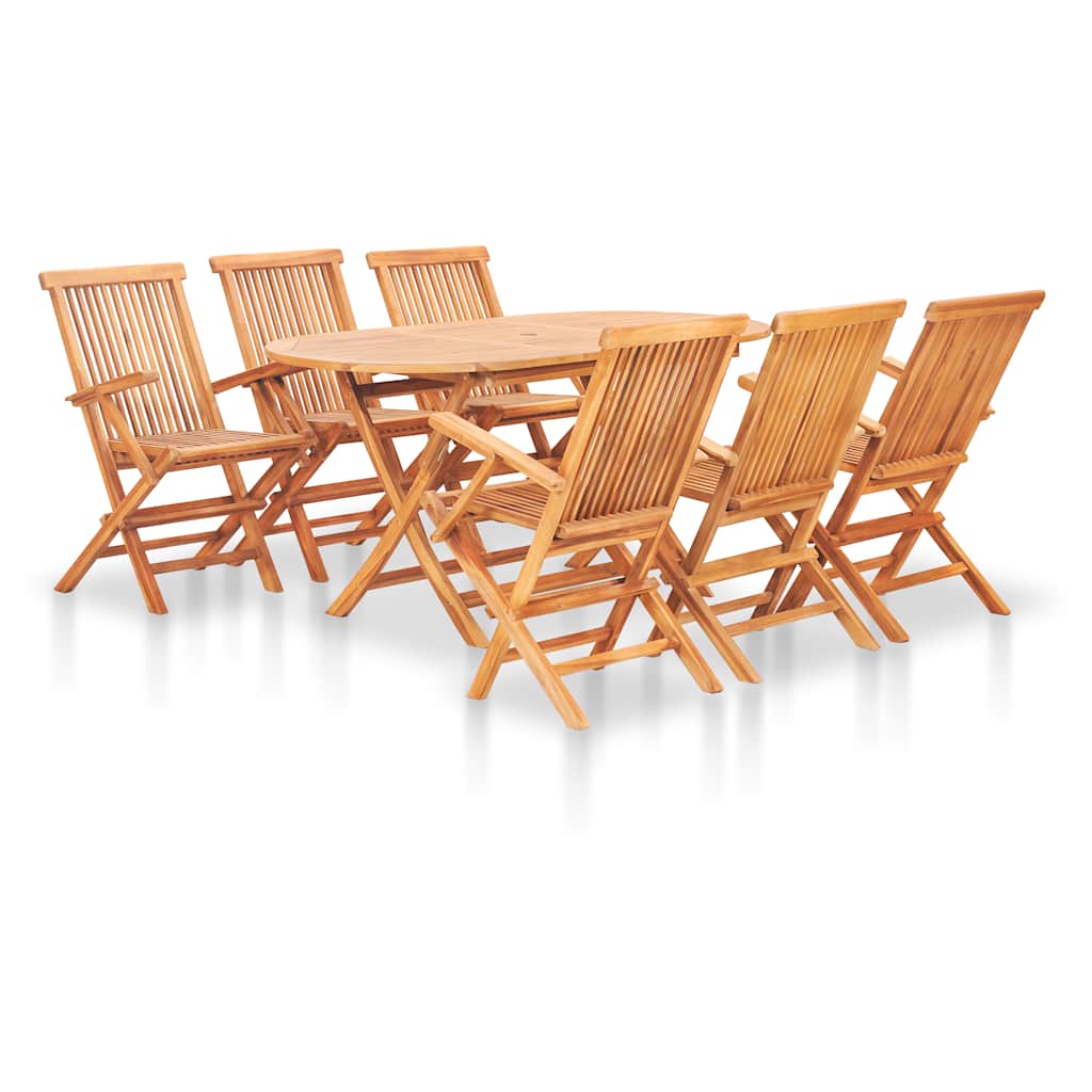 7 Piece Folding Outdoor Dining Set Solid Teak Wood Vidaxl