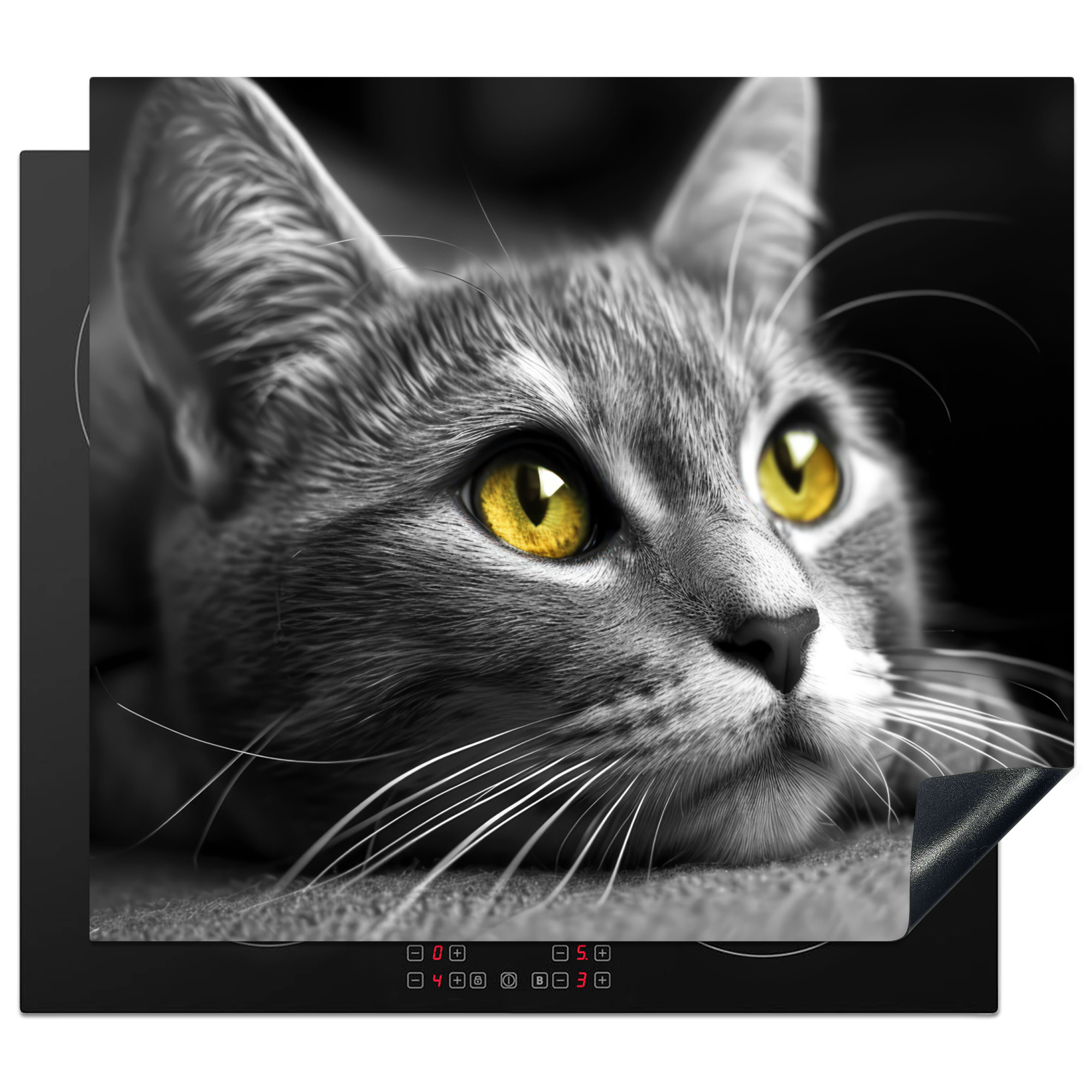 Protezione Per Piano Cottura A Induzione Gatto - Grigio - Animali - Gatto 58.3x51.3
