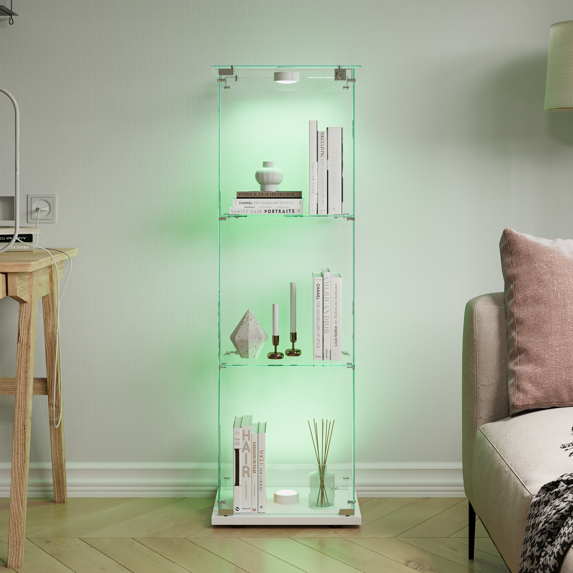 Vitrine D’exposition 1 Porte Avec Lampe Tactile