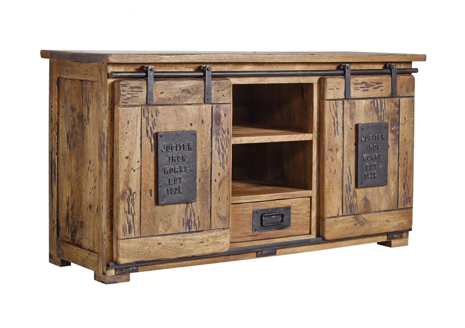 Massivmoebel24 - Buffet 128x45 Manguier Laqué Bois Naturel Railway 102