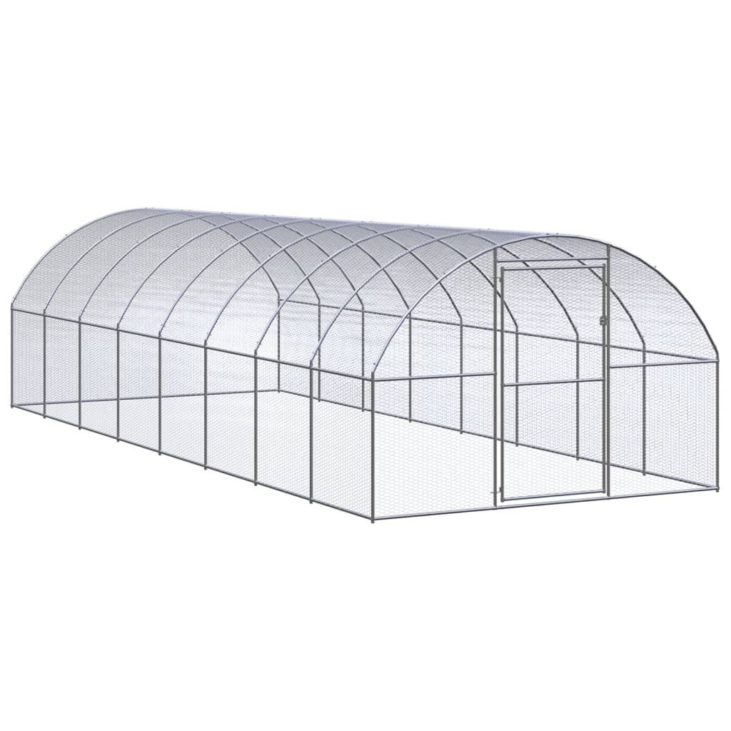 Vidaxl Versilbert Outdoor-Hühnerstall 3X8x2 M Verzinkter Stahl