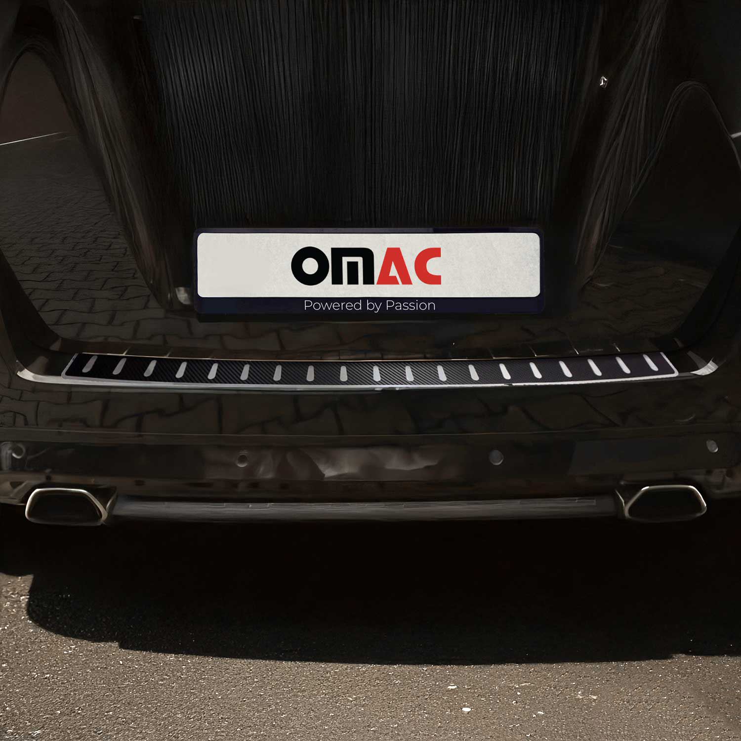Omac Schwarz Ladekantenschutz Stoßstangenschutz Für Opel Zafira A B 1999-2014 – Edelstahl Carbon Foliert