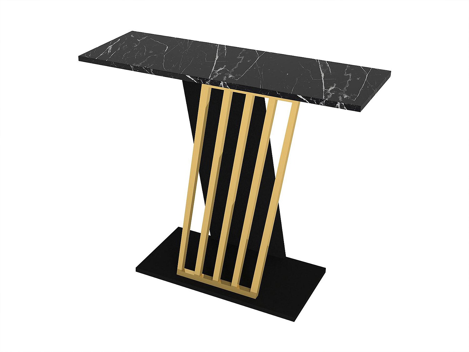 Vente-unique - Console - Effet Marbre Noir Et Doré - Orsona
