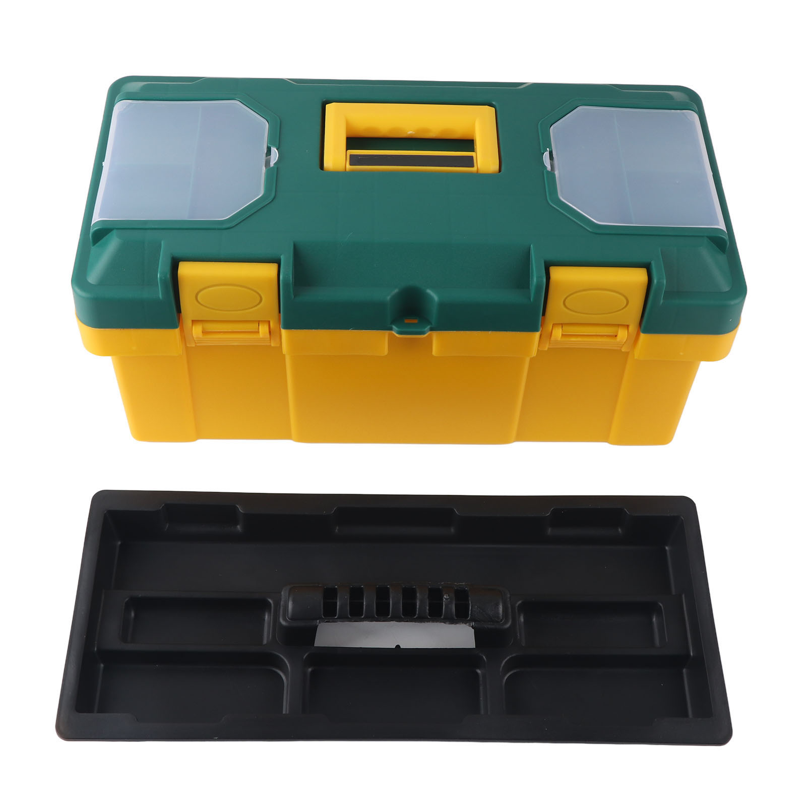 Coffre à outils portable 19 pouces avec plateau amovible, PP, jaune-vert, 45x23x20 cm