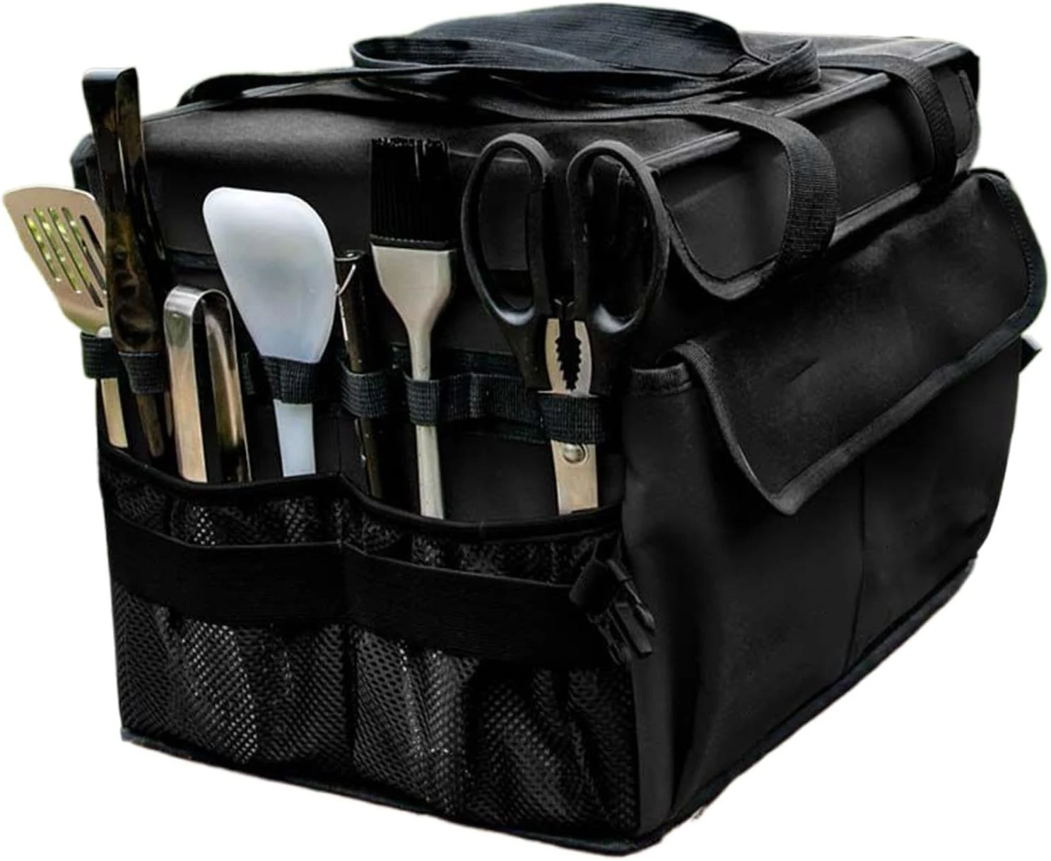 Sac à outils de jardinage et pique-nique 30 L, poches latérales, tissu Oxford 600D, noir