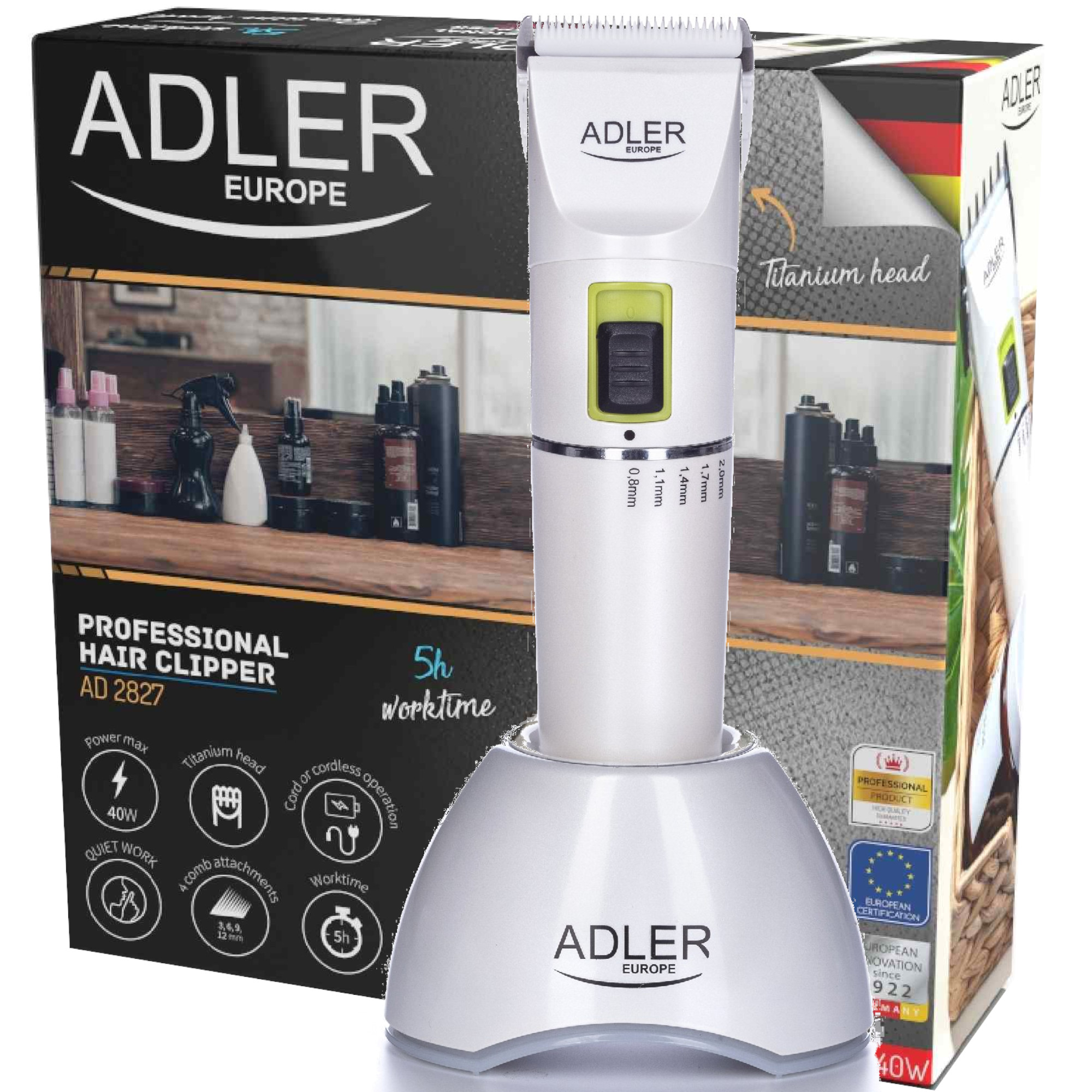 Adler Weiß Haarklemmer Ad2827