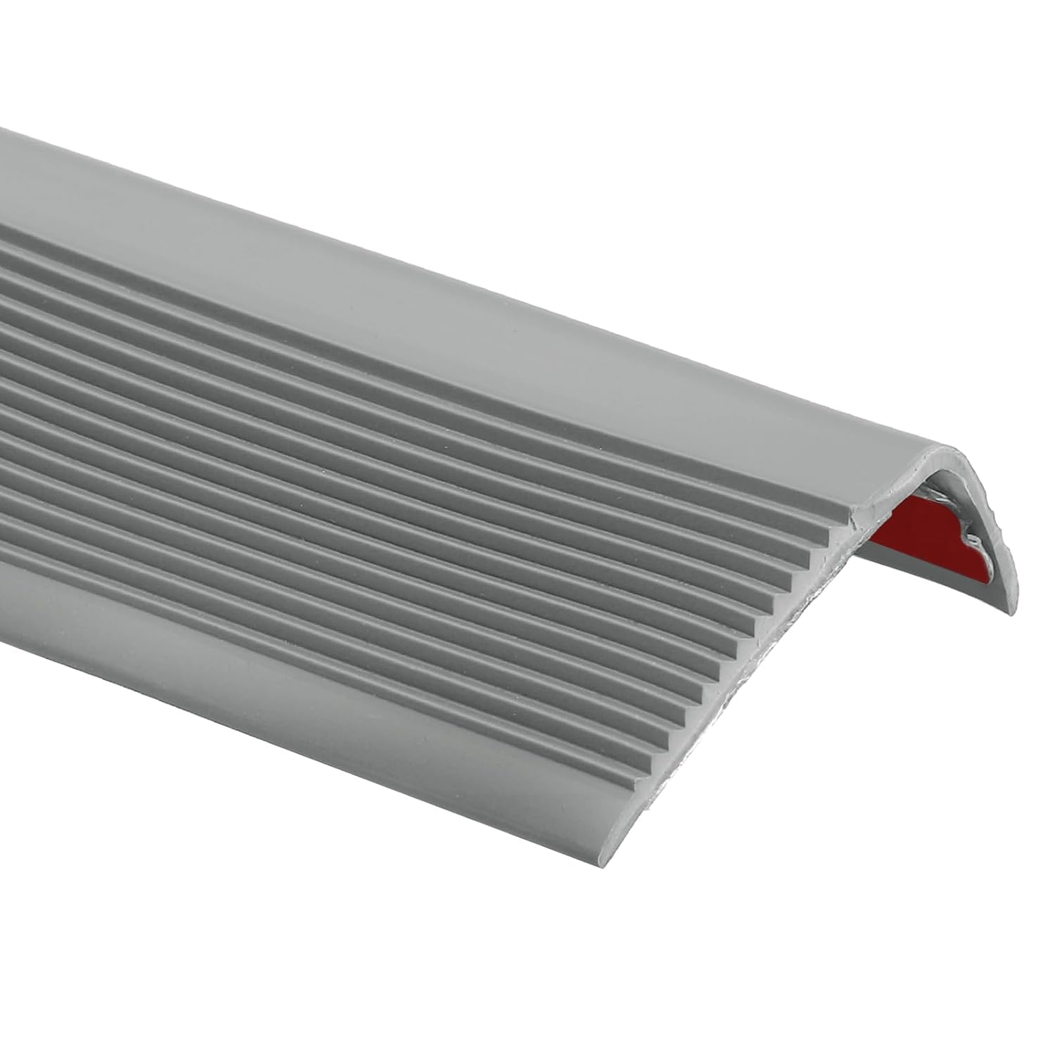 Nez de marche antidérapant autoadhésif en PVC gris, 3 m x 6 x 3 cm, épaisseur 4 mm