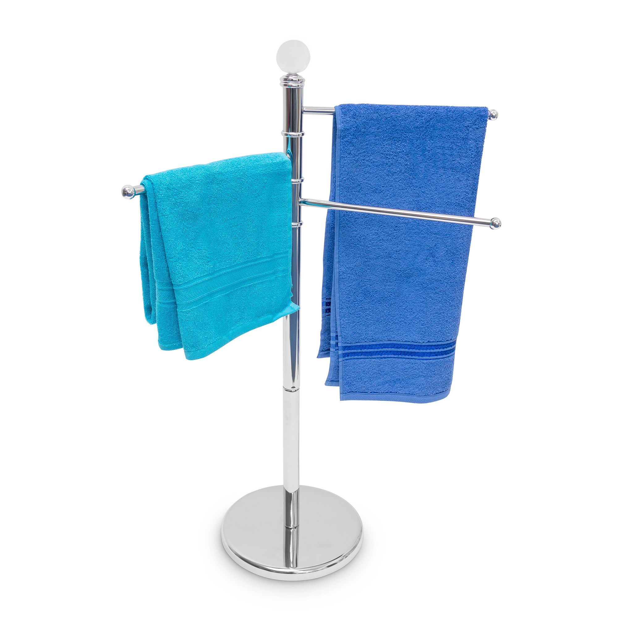 Porta Asciugamani Da Terra Con 3 Bracci Orientabili, In Acciaio Inox Cromato, Bagno, Salviette Wc, Argentato - Relaxdays