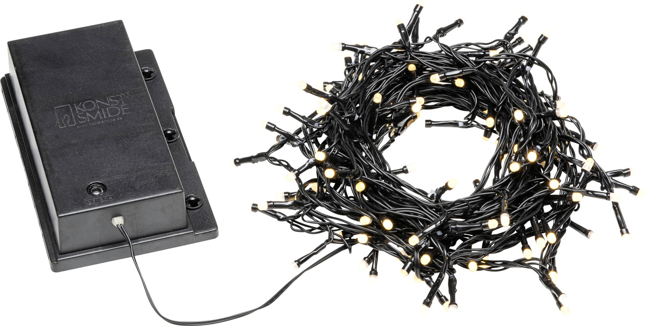 Konstsmide LED Lichterkette, mit an/aus Schalter, mit Lichtsensor und 6h und 9h Timer, gefrostet, 120 warm weiße Dioden, batteriebetrieben, Außen (IP44), schwarzes Kabel - 3729-130 - Bild 4