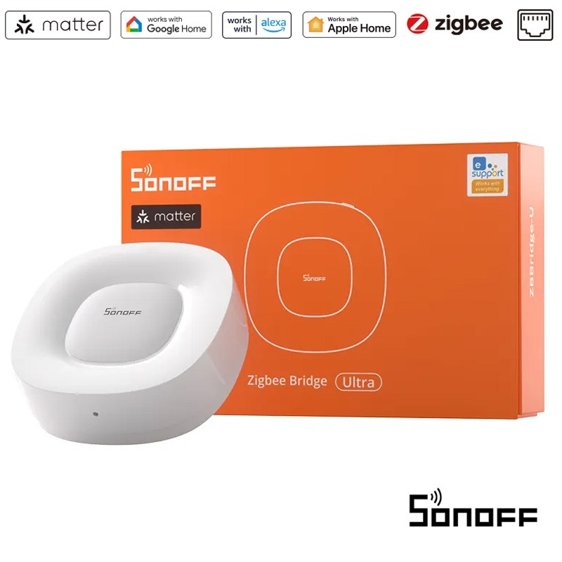 SONOFF ZBBridge-U Zigbee Matter Bridge Ultra intelligent sécurité à domicile connexion Ethernet mise à niveau OTA fonctionne aux appareils SNZB-01P/SNZB-06P