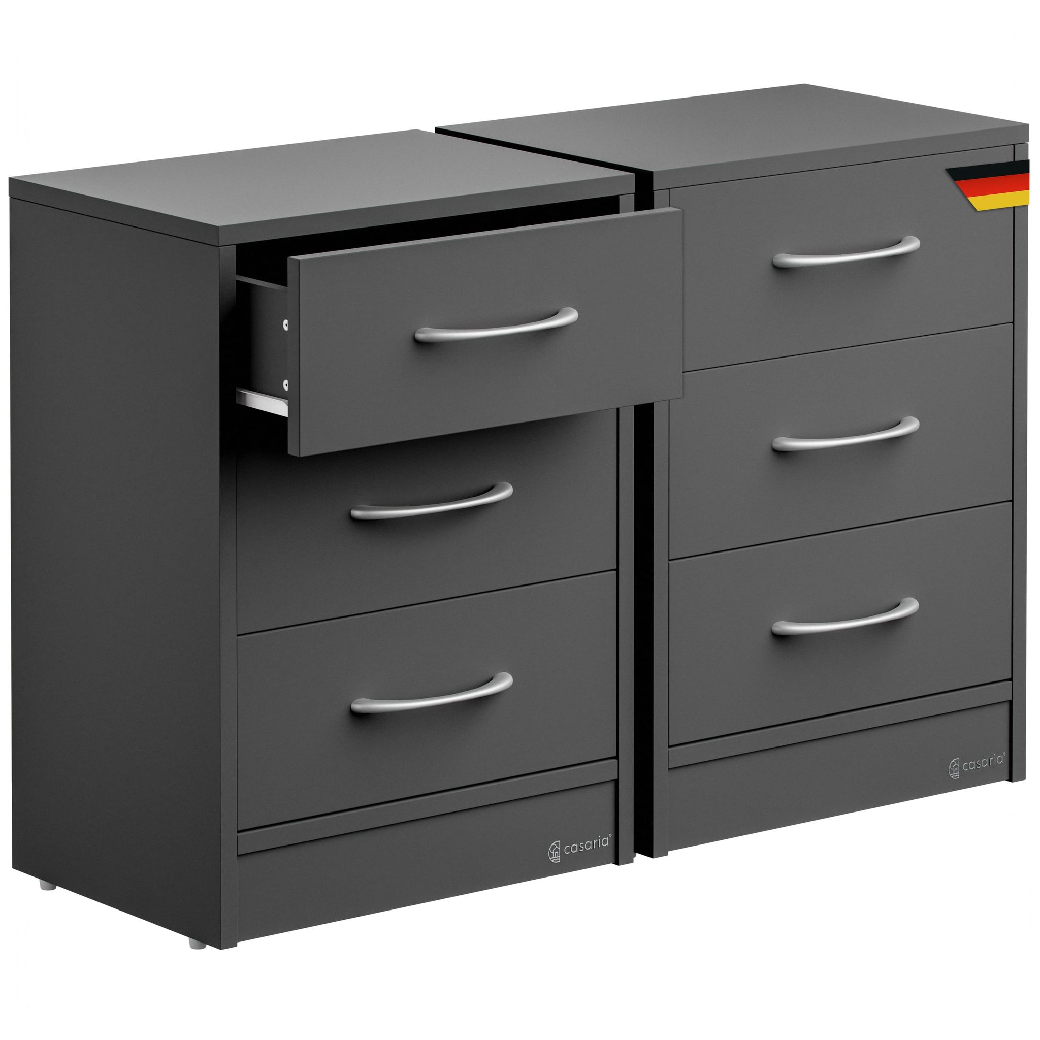 Nachttisch Eloise 3 Schubladen Kabelführung Wandbefestigung Boxspringbett Schlafzimmer Nachtschrank Nachtkonsole Nachtkommode Holz 54x39x28cm 2er Set Anthrazit - Casaria