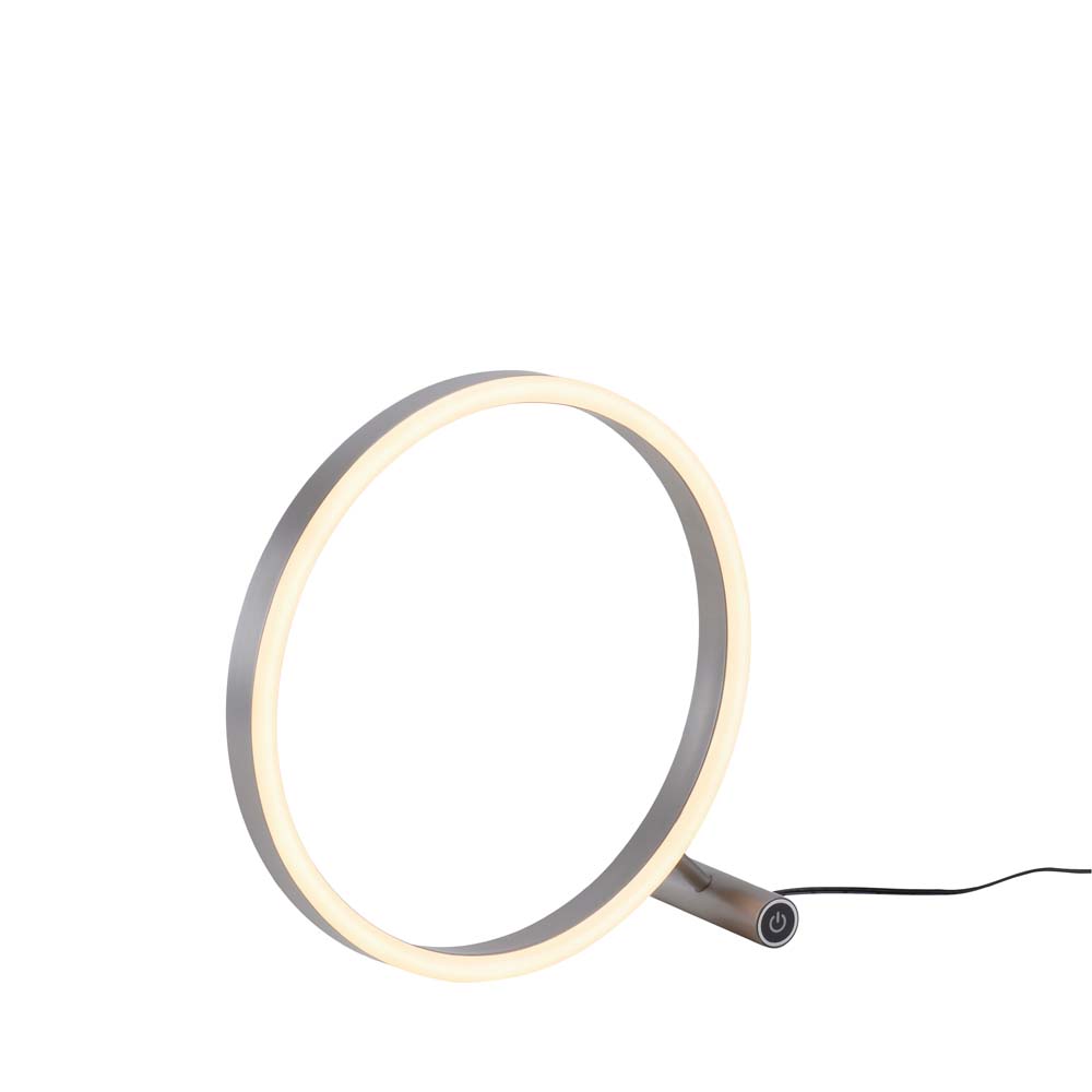 Tischlampe Tischleuchte Nachttischlampe Touchdimmer Ring Design Silber D 28 Cm