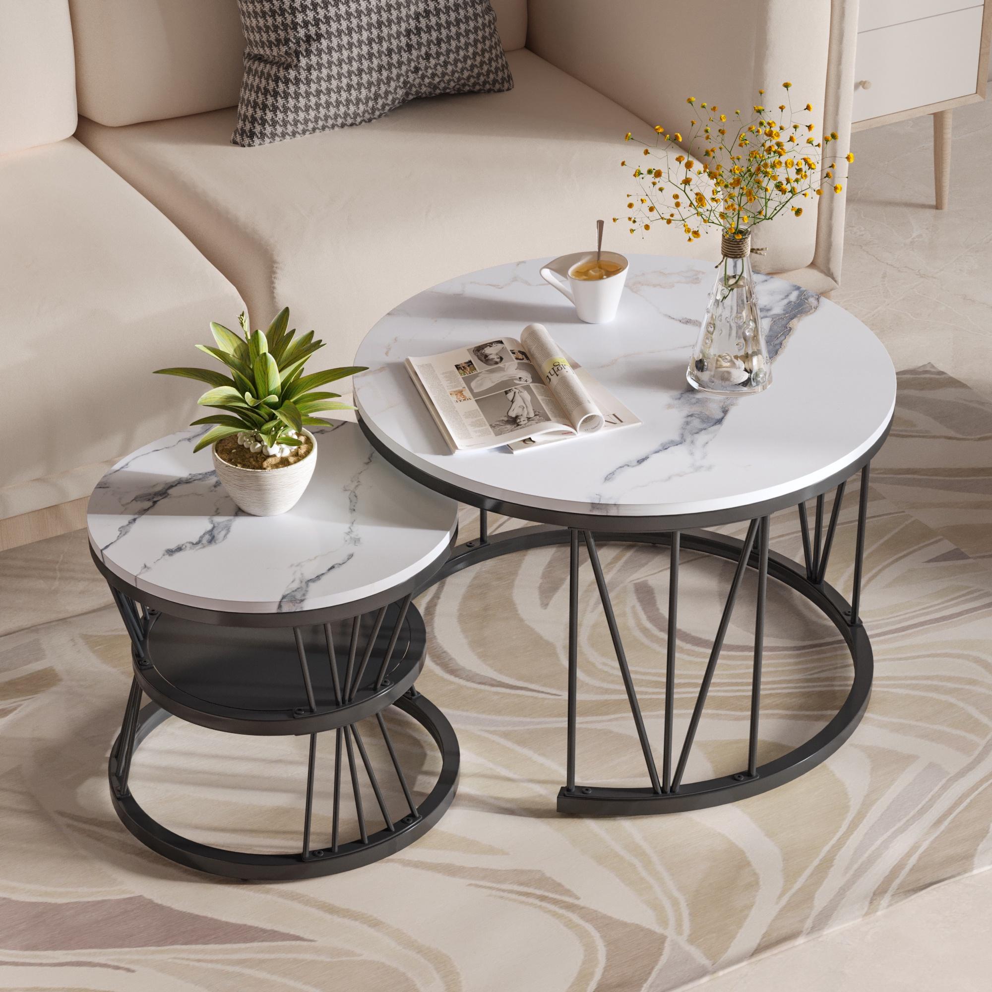Dans Les Nuages - Lot De 2 Table Basse Gigogne Ronde