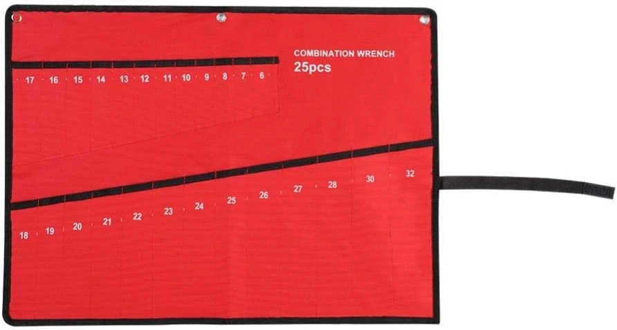 Sac à clés enroulable multipoches 25 poches pour clés et outils à main, rouge