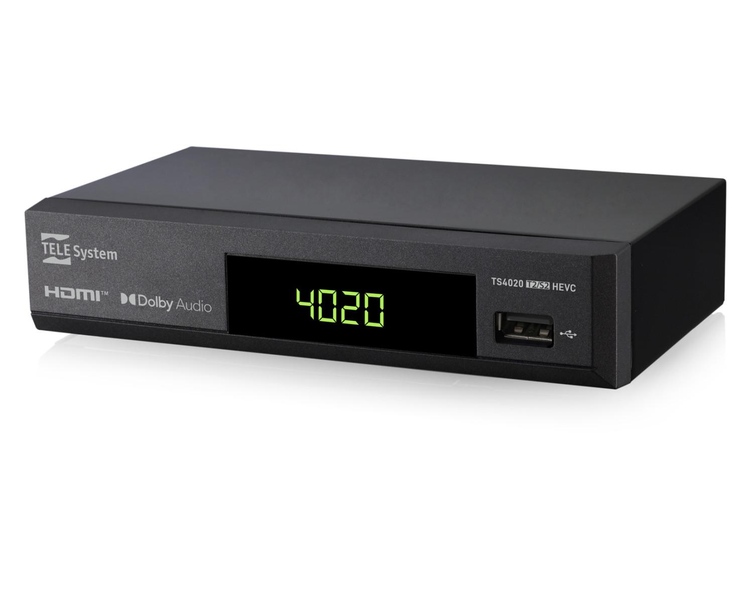 Tele System Ts4020 Decoder Mit Dual Dvb T/T2 Und Dvb-S/S2 Hevc Hd Hdr10 Hlg Tuner, Zugang Zu Free-To-Air-, Terrestrischen Und Satellitenfernsehen Und Radio. Usb Media Player Für Musik Und Fotos Im - Image 3