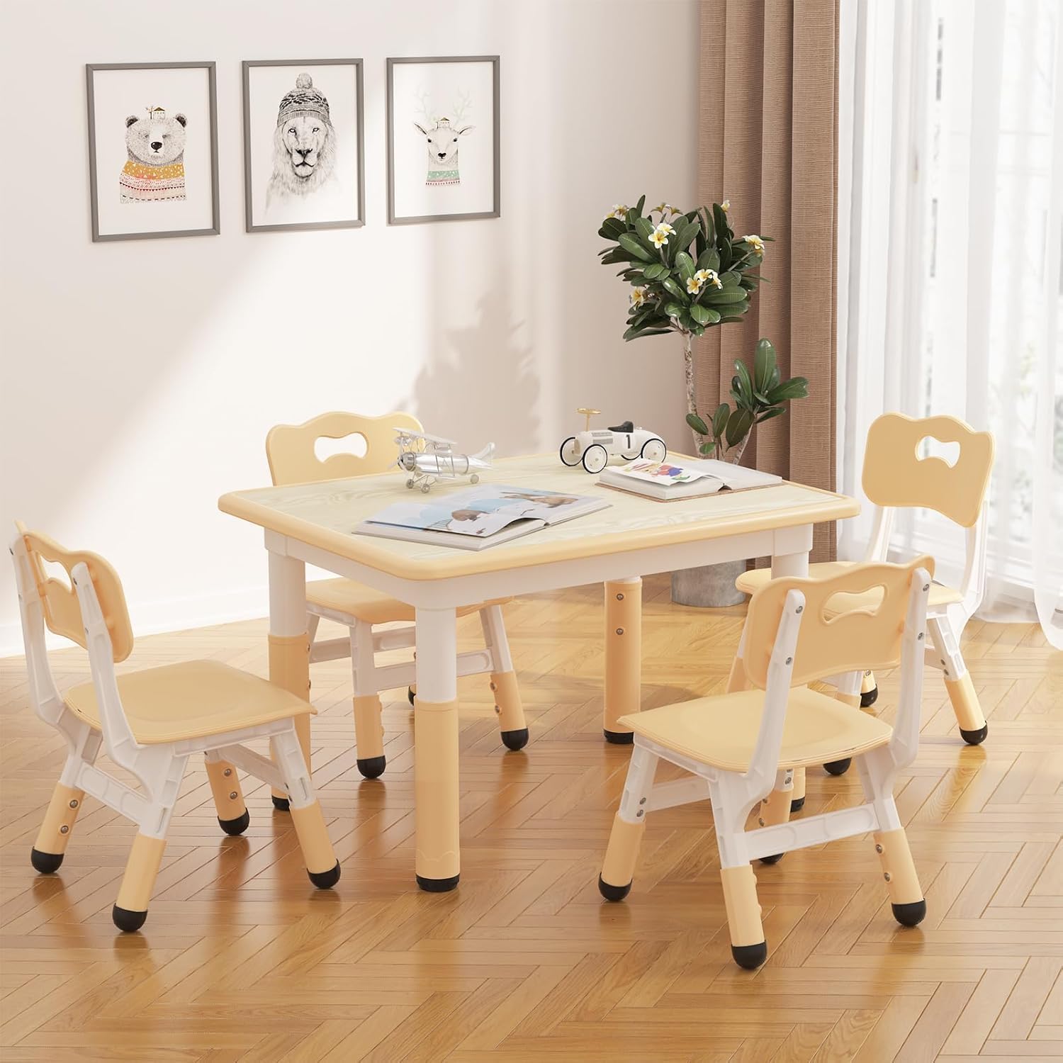 Table Enfant Réglable 4 Chaises - Plateau Graffité - Maternelle Crèche