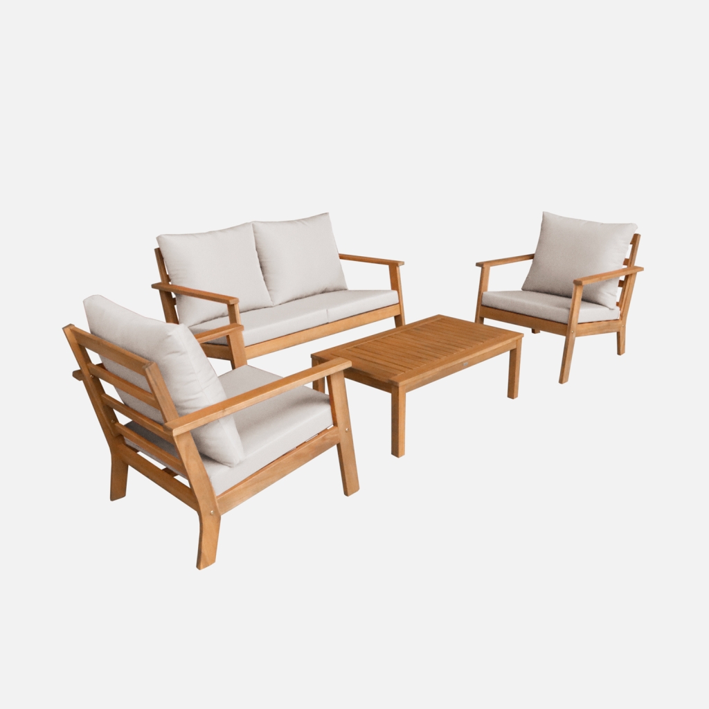 Sweeek Conjunto de Jardín de Madera de Acacia, 4 Plazas