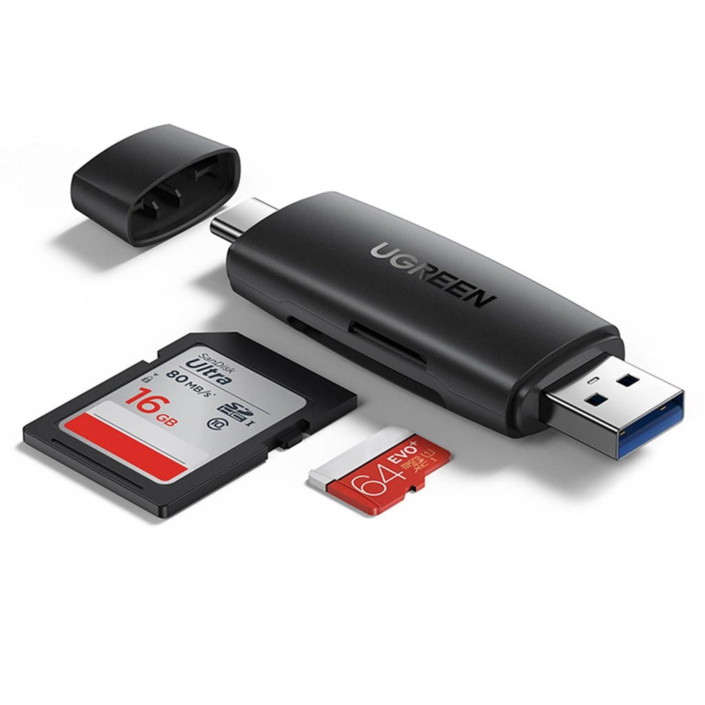 Ugreen Schwarz Usb + Usb-C Adapter Cm304 Sd + Microsd Kartenleser (Schwarz)