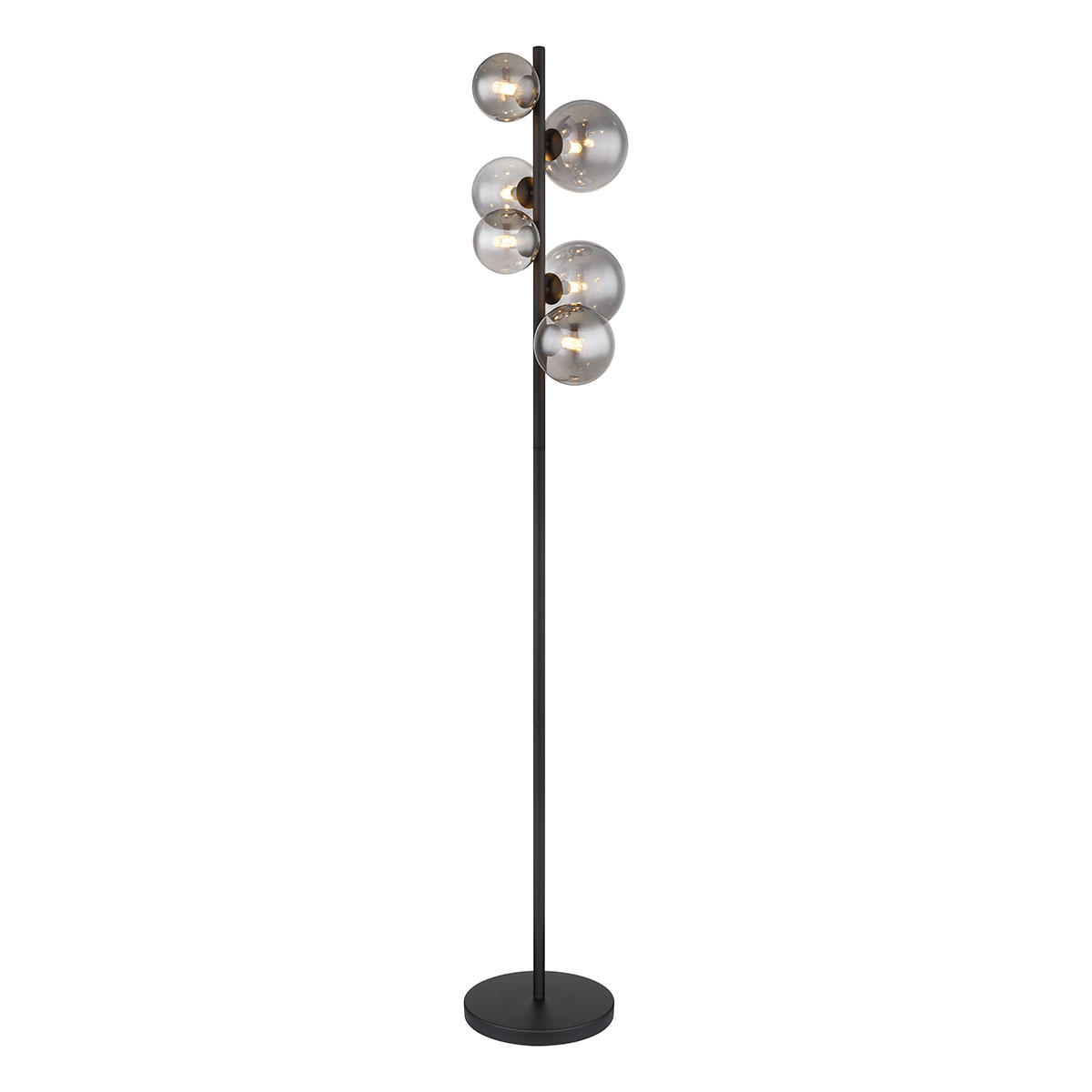 Stehlampe - Riha - Schwarz - Glas Metall Rauchglas - - Globo