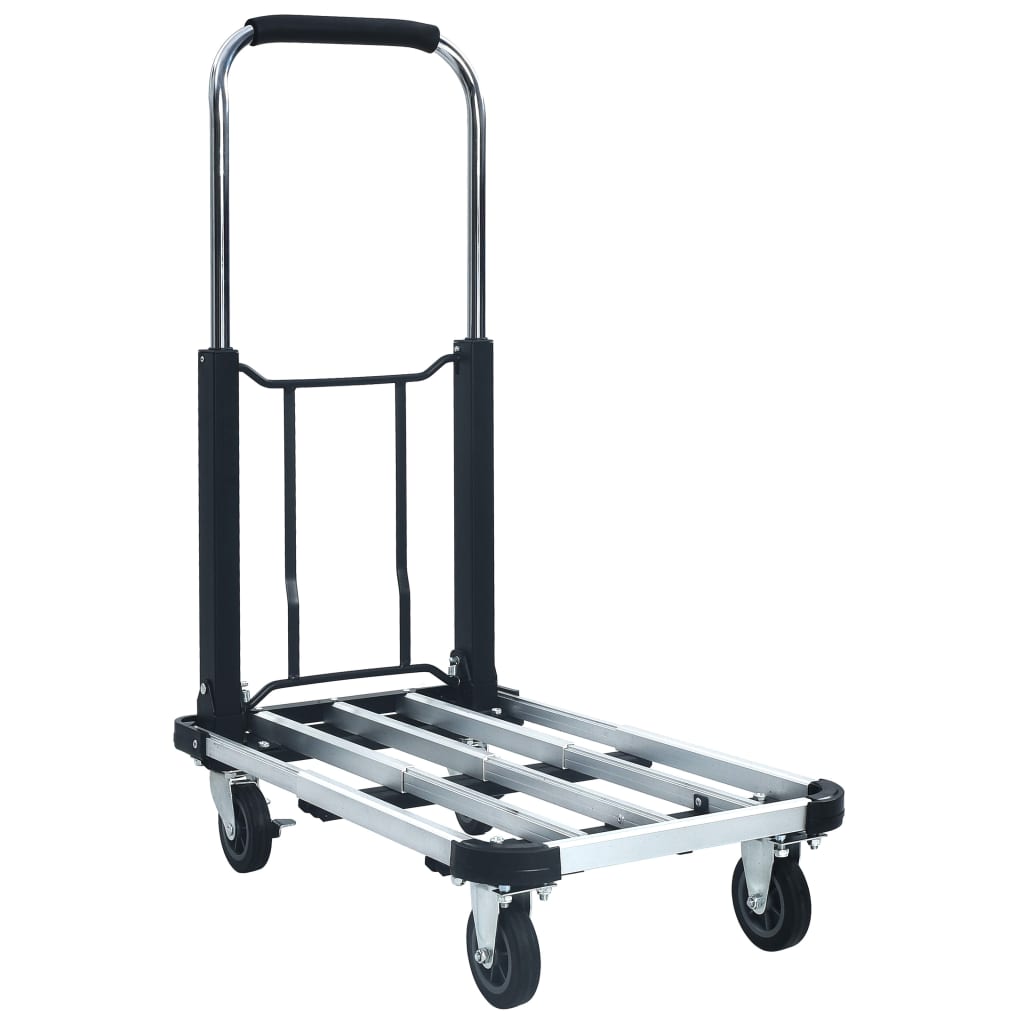 Chariot de transport pliable en aluminium, charge 150 kg, poignée réglable de 40 à 95 cm, 4 roues
