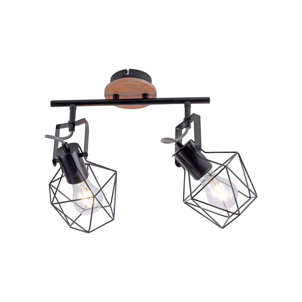 Deckenleuchte Deckenlampe Holzleuchte Wohnzimmerlampe 2 Flammig Käfig L 61 Cm