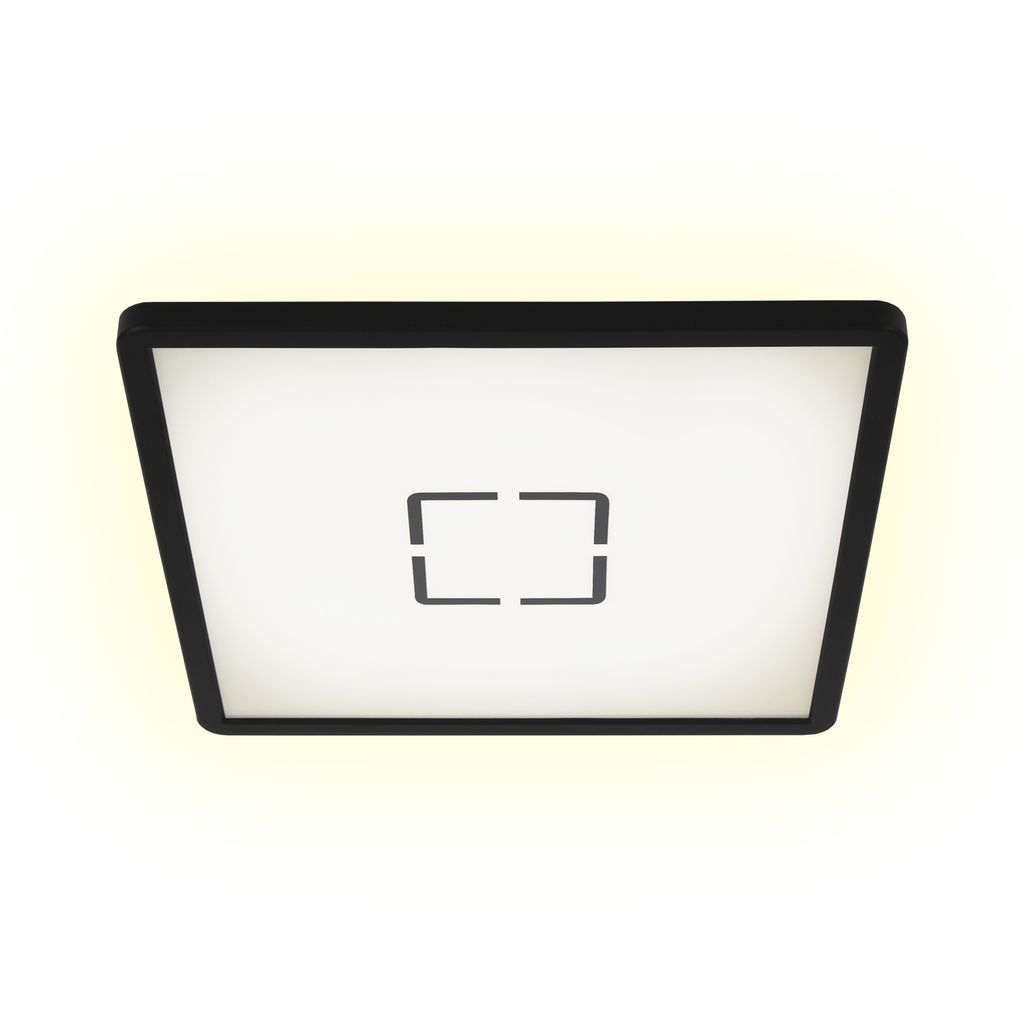 Briloner - Deckenlampe Mit Hintergrundbeleuchtung Led Deckenleuchte Schwarz Wohnzimmerlampe Flurleuchte Flach, Backlight, 18w 2400lm Neutralweiß, Lxbxh 29,3 X 29,3 X 2,9
