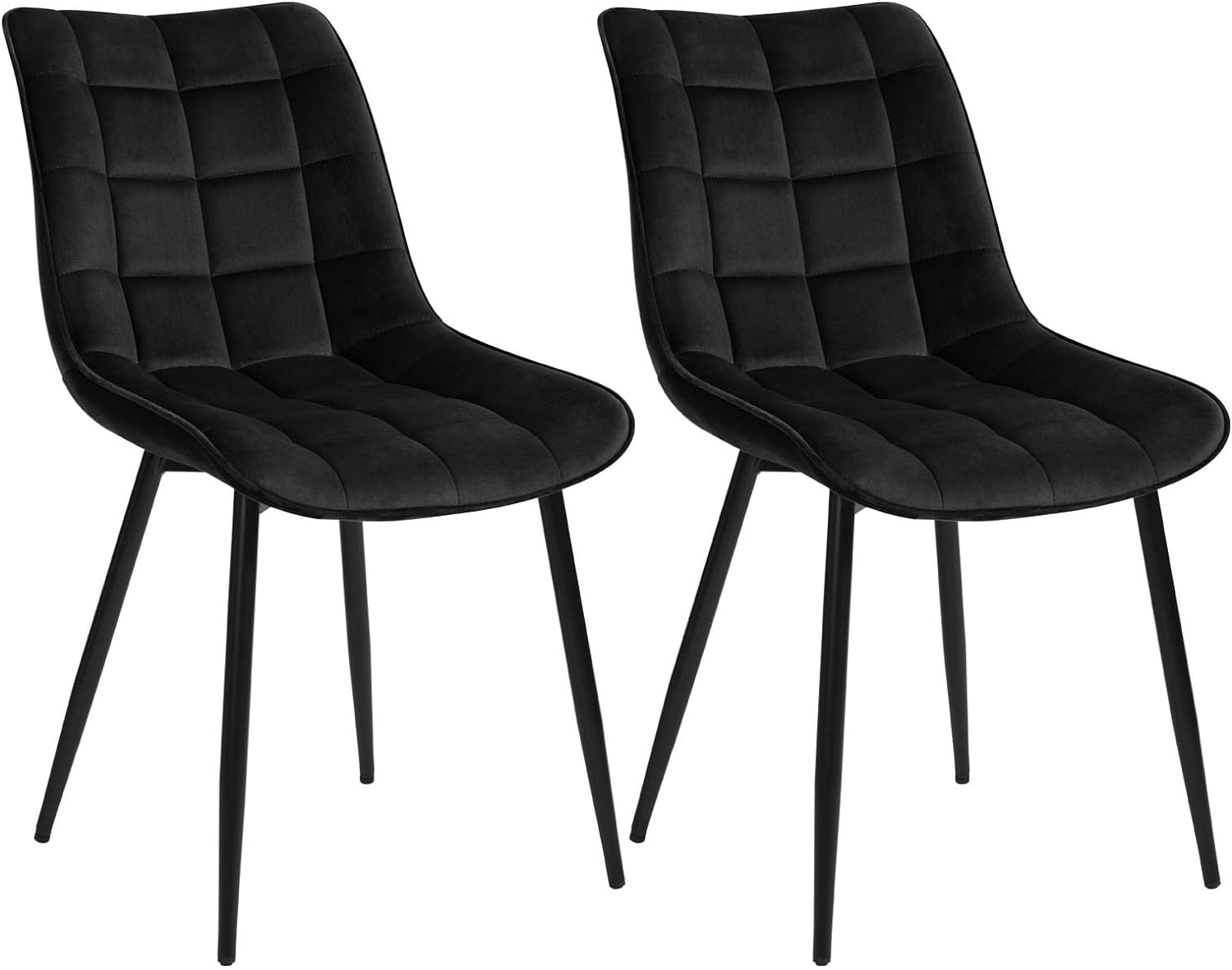Lot De 2 Chaises De Salle À Manger 40,5 X 46 X 85,5 Cm Woltu Chaise De Cuisine, Siège En Velours, Pieds En Métal, Noir