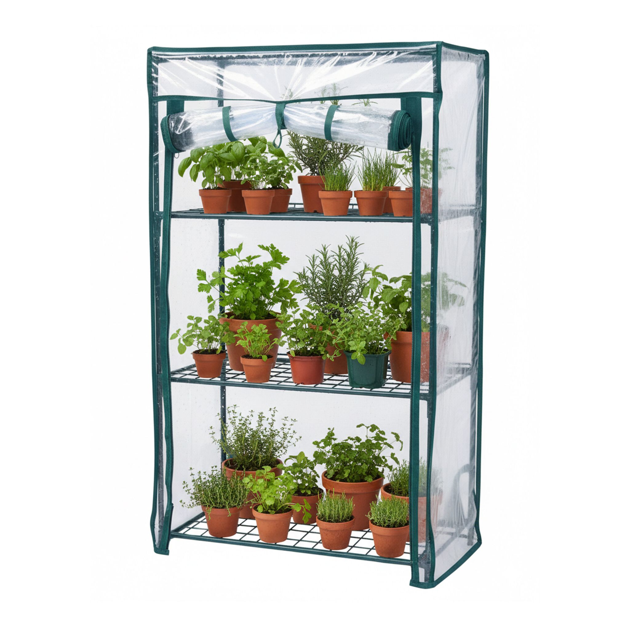 Relaxdays Balcony Greenhouse, 1 Pack, Pvc Film, Steel, Hxwxd, 80 X 46 X 24 Cm, 3-tier Tomato House, Green/transparent