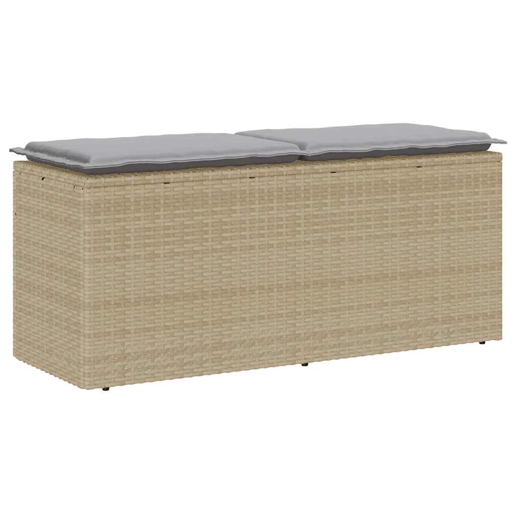 Vidaxl - Banc De Jardin Avec Coussin Beige 110x40x44 Cm Résine Tressée