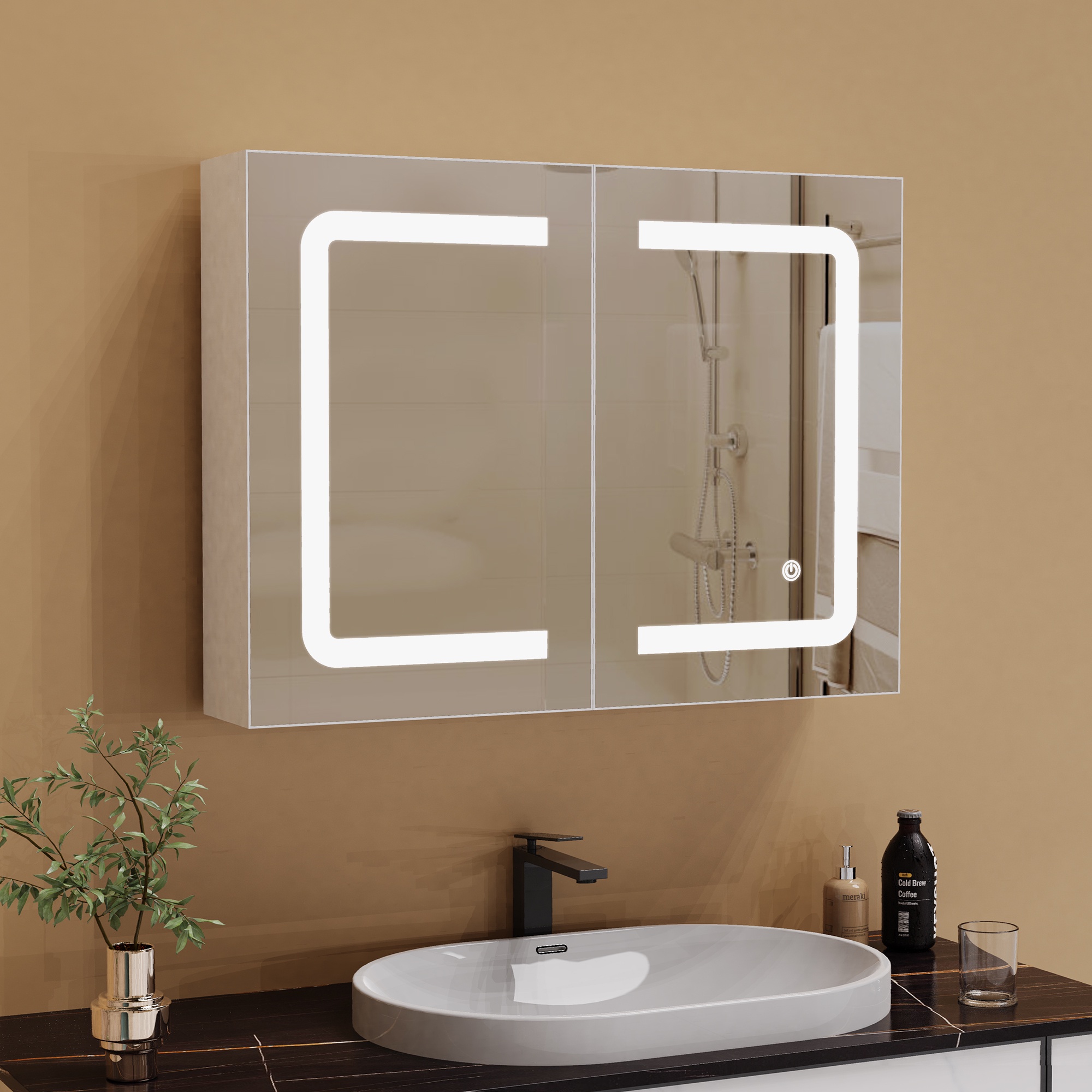 Nmonet – Armoire Murale De Salle De Bain Avec Miroir Hd – Éclairage Led
