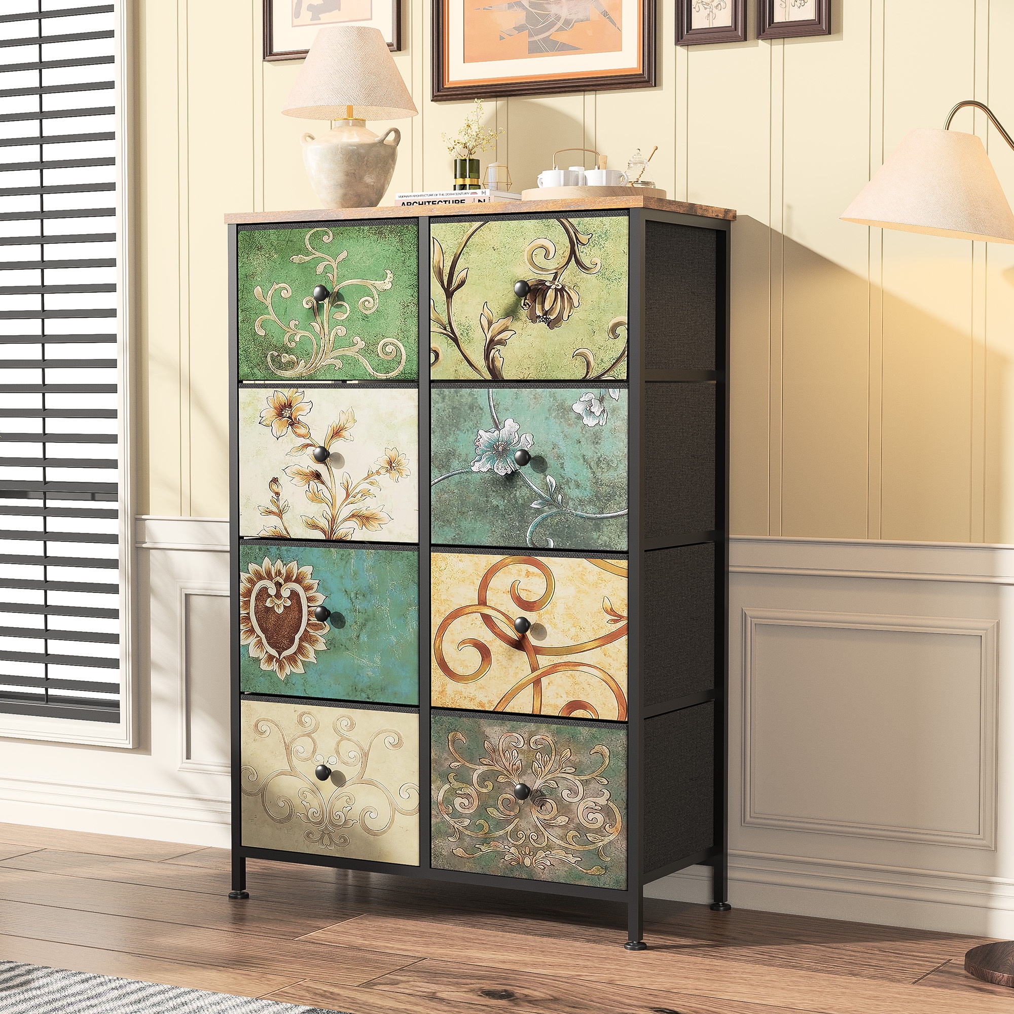Chiffonnier 67.5x30x100 Cm 8 Tiroirs - Buffet Et Meuble De Rangement