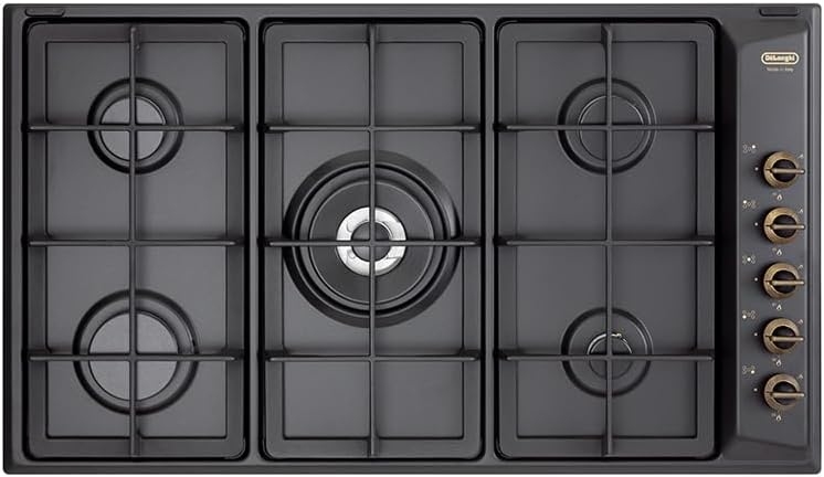 De Longhi Anl 59 Pro Piano Cottura 90cm 5 Fuochi A Gas Griglie In Ghisa Antracite - Anl59pro