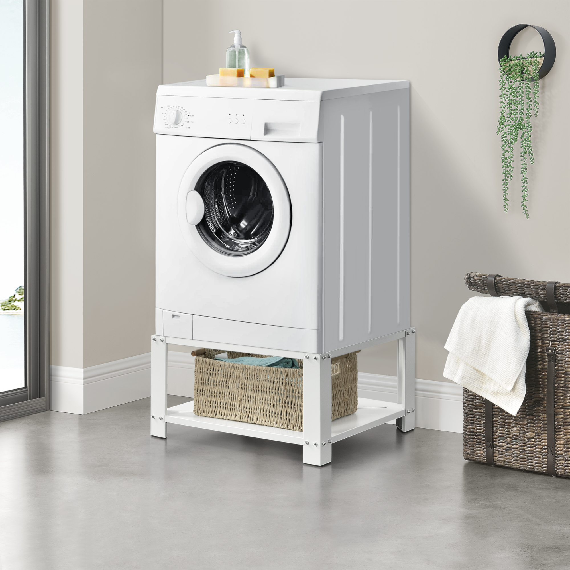 [en.casa] - Socle Avec Étagère Pour Machine À Laver 63 X 54 X 31 Cm