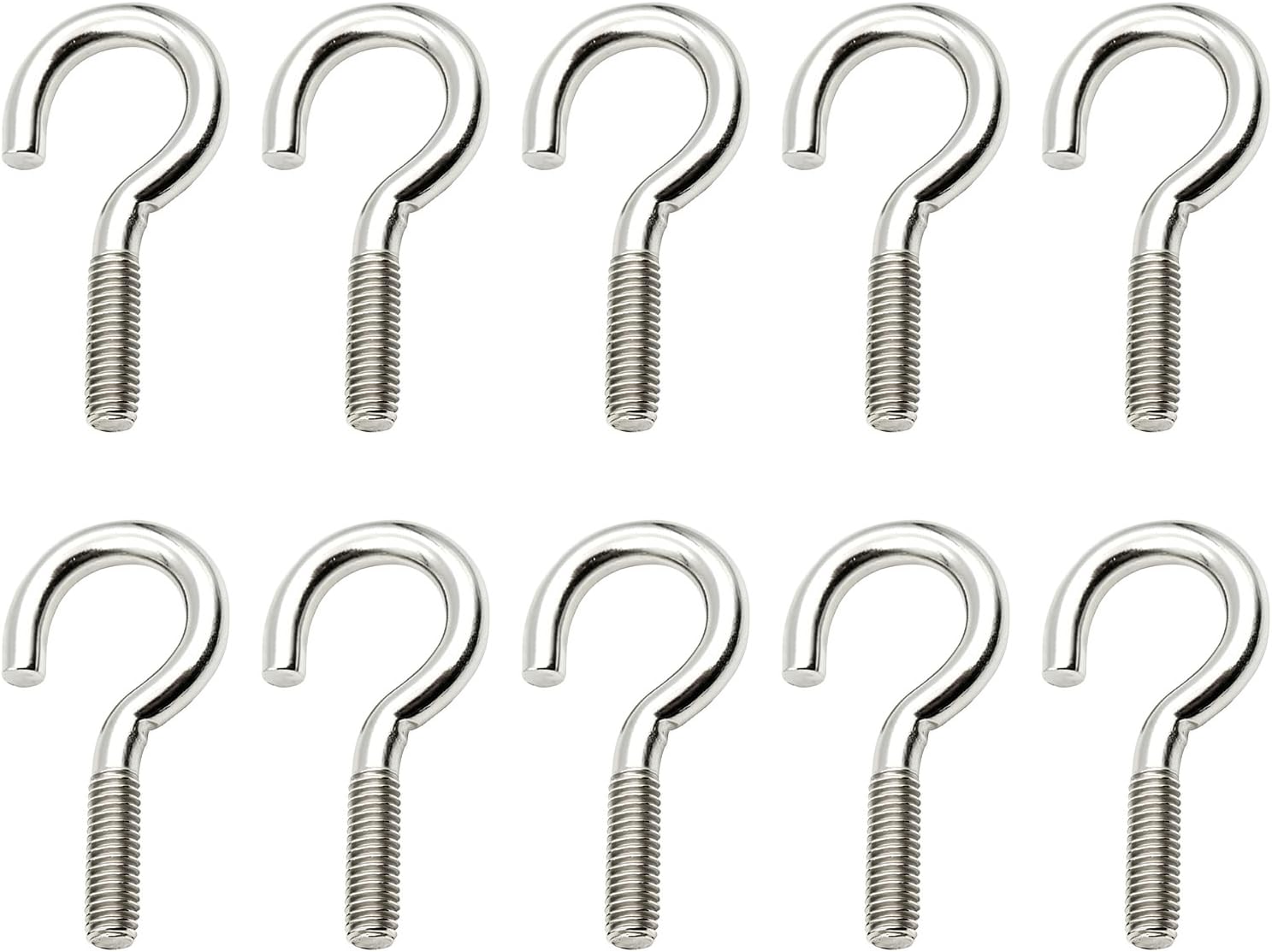 Crochet à vis M6 x 50 mm en acier inoxydable, pour mur ou plafond, lot de 10