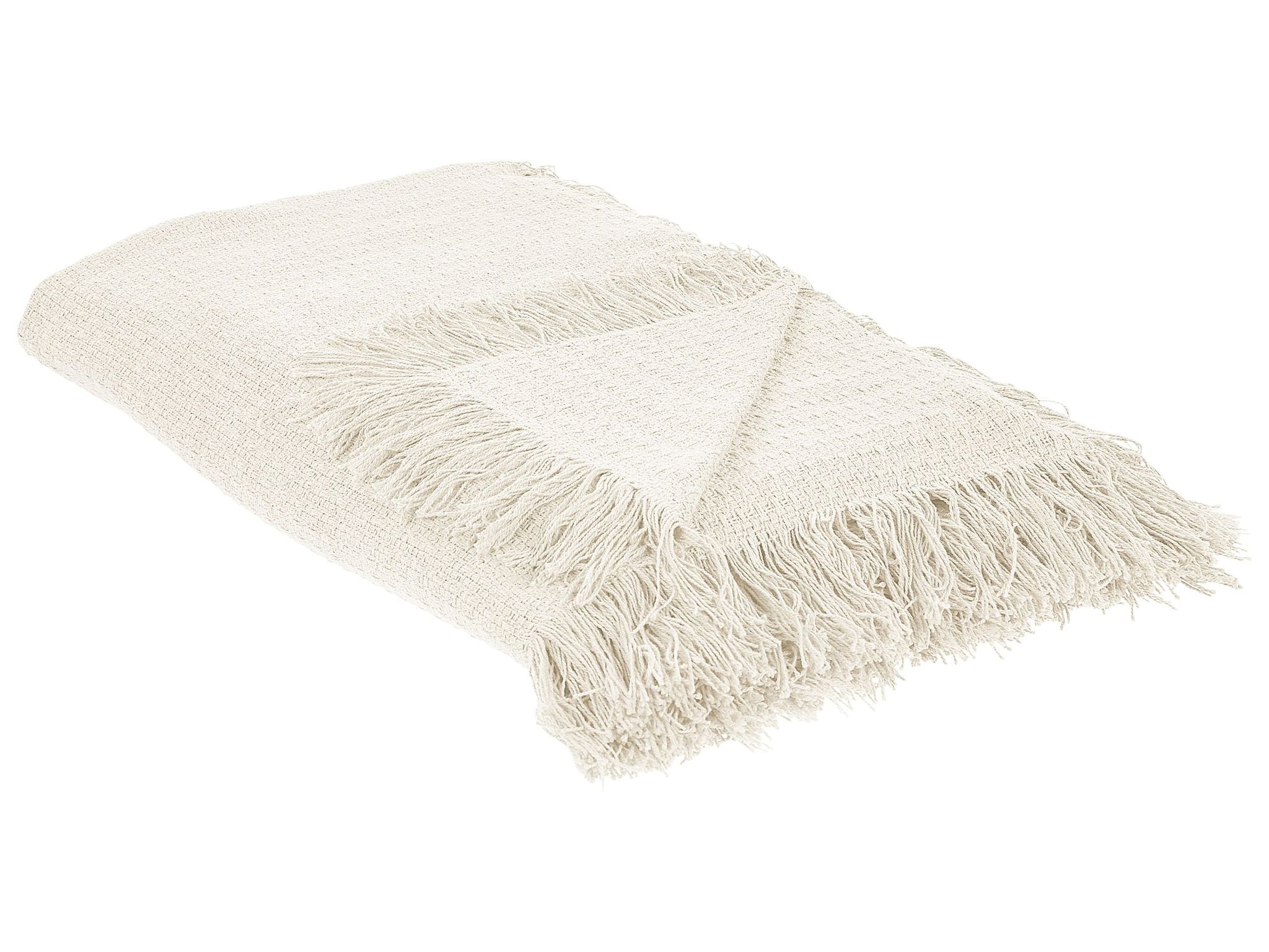 Beliani - Bedspread Decorative Throw Blanket Bedding With Tassels Cotton 200 X 220 Cm White Yerbent