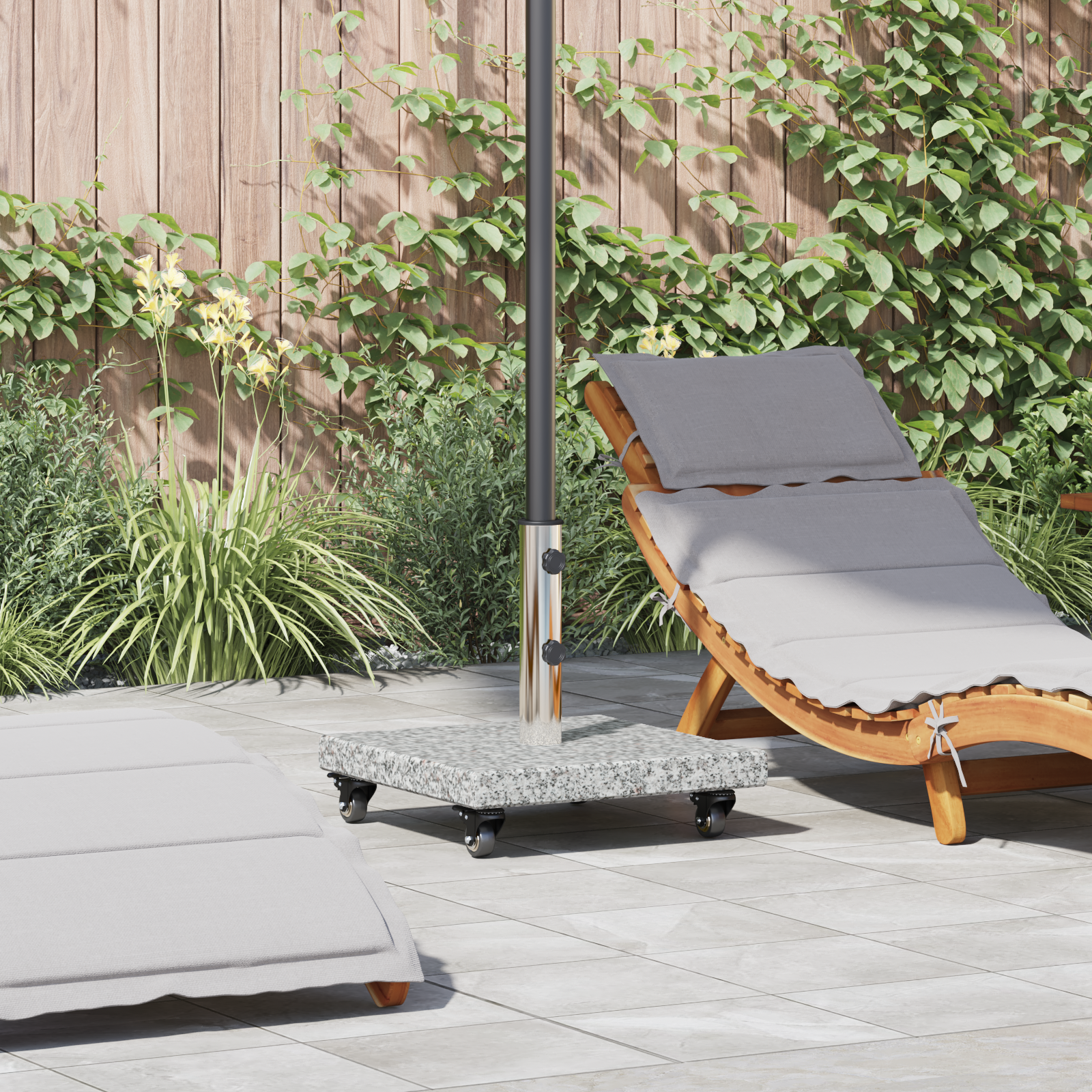Vidaxl – Pied De Parasol 30 Kg En Granit Gris Carré – Design Moderne
