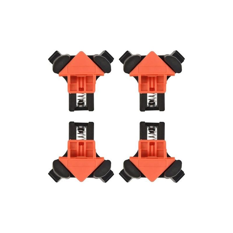 Serre-joint d'angle à ressort 90° pour assemblage bois, plage 5 à 22 mm, lot de 4