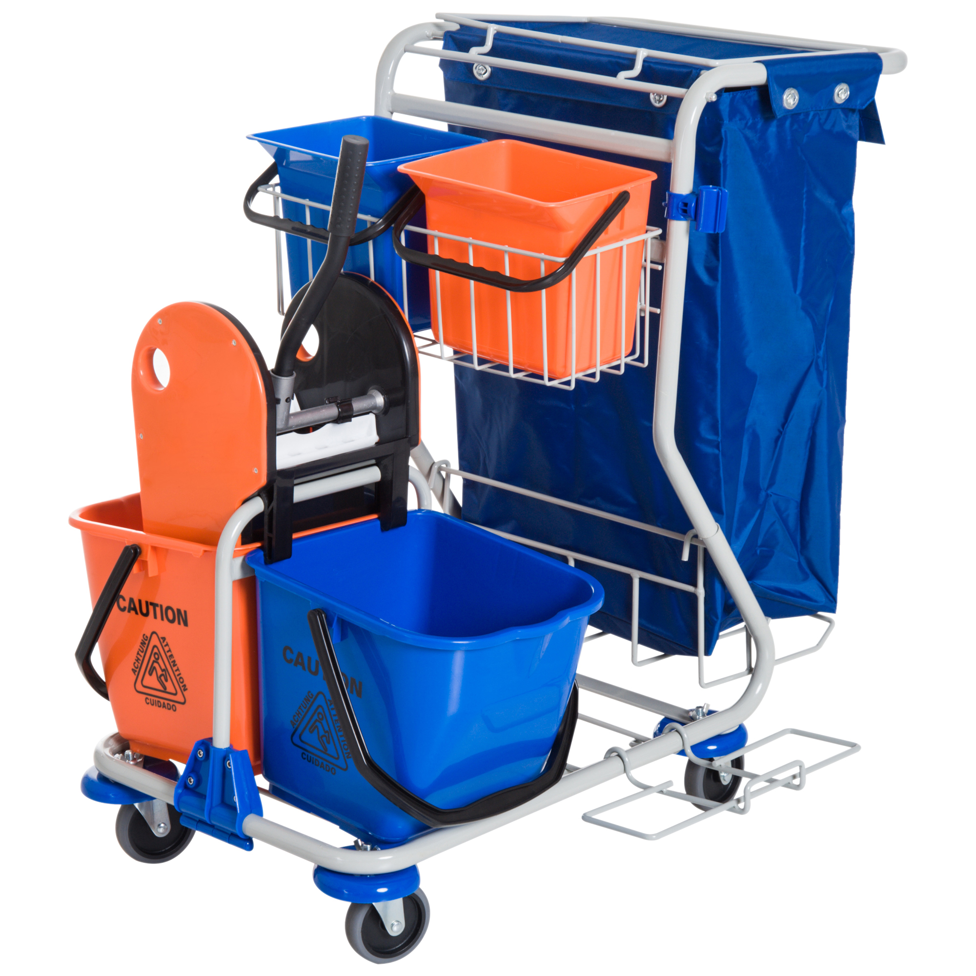 HOMCOM - Chariot de ménage, One Size, Multicolor