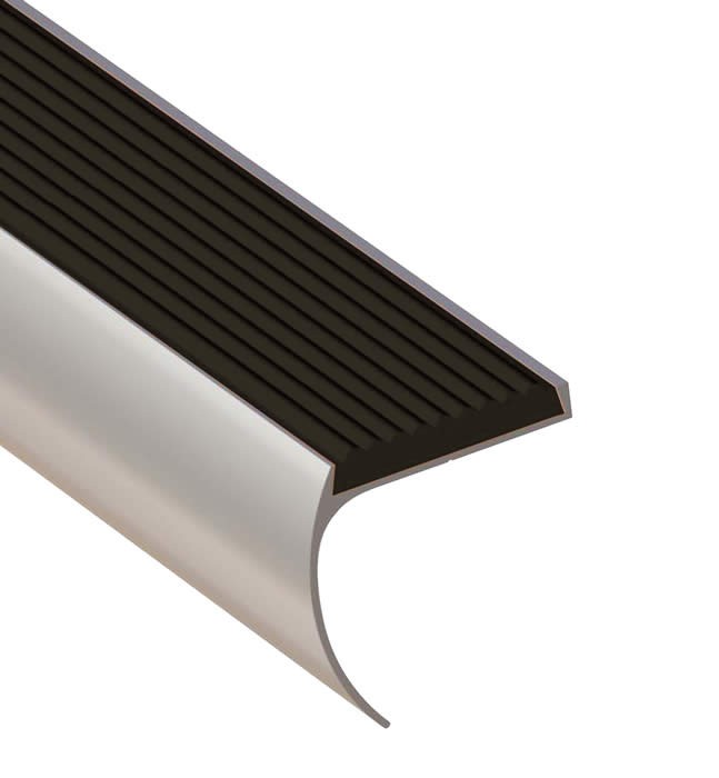 Vivol Alu-treppenkantenprofil Mit Antirutschstreifen - Silber - Abgerundet - 44x45x1350mm - 1 Stück