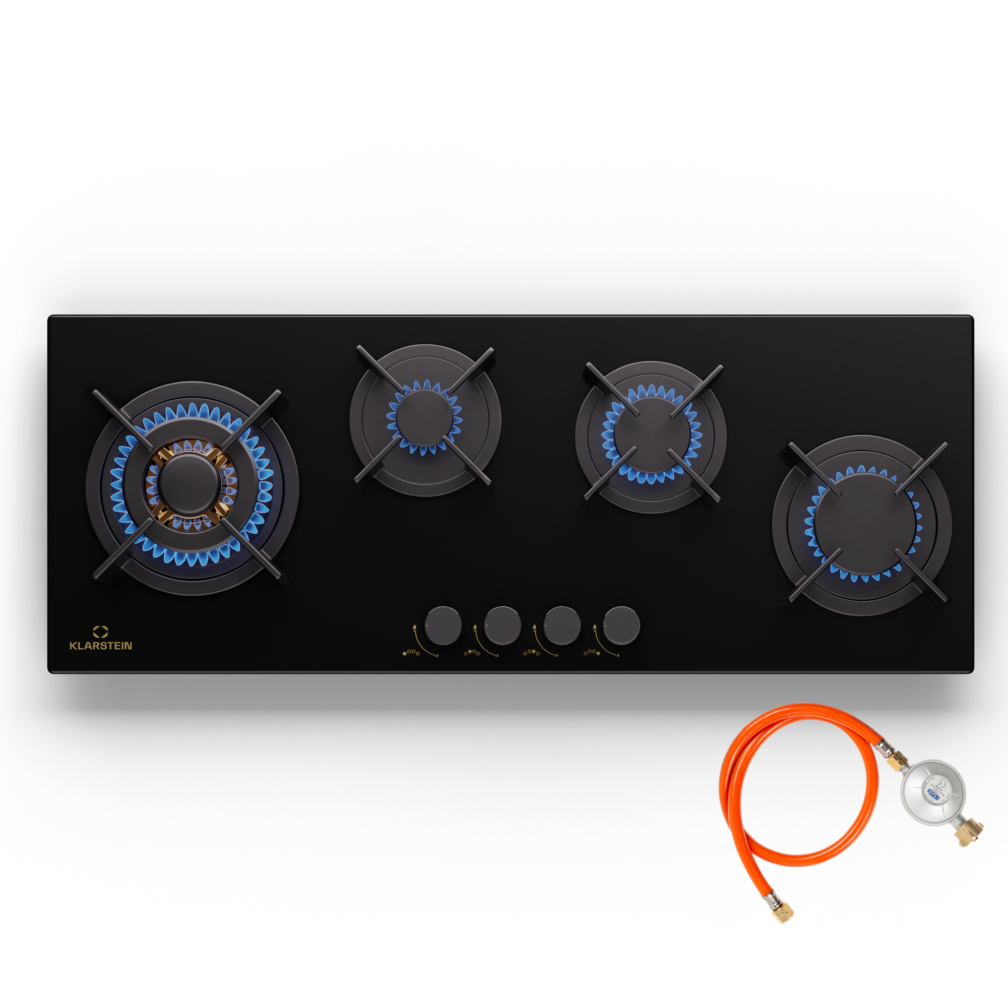 Goldflame 4 Gaskochfeld Slim 4-flammig autark Erdgas/Propangas Edelstahl