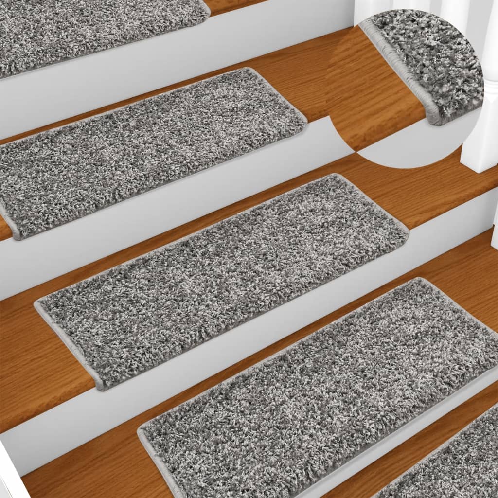 Tapis d'escalier antidérapant, 65 x 21 x 4 cm, bord rectangulaire, gris, lot de 10