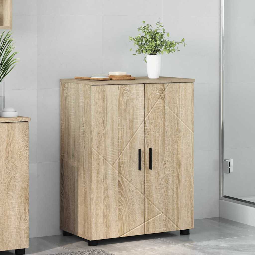 Bathroom Cabinet Sonoma Oak 60 X 35 X 80 Cm Engineered Wood Vidaxl