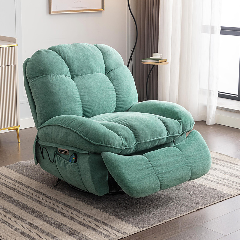 Fauteuil Relax Électrique Pivotant Avec Massage Et Chauffage – Tissu