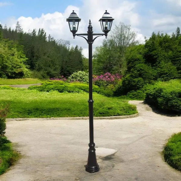 Lampione 2 Luci Su Palo Modello New York 2x100w Ip44 Cm.230h. Color...