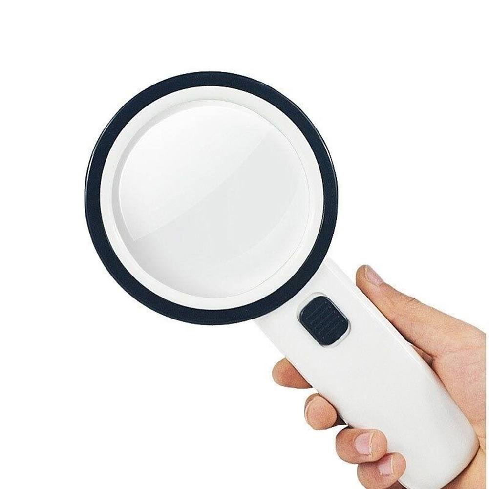 Loupe à main 30x avec 12 LED, verre double, 20,5 cm