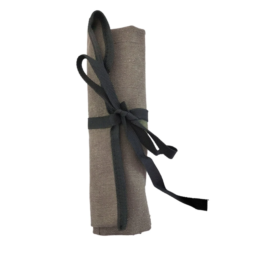 Sacoche à outils enroulable en toile, 4 poches, 31,5 x 28 cm, gris