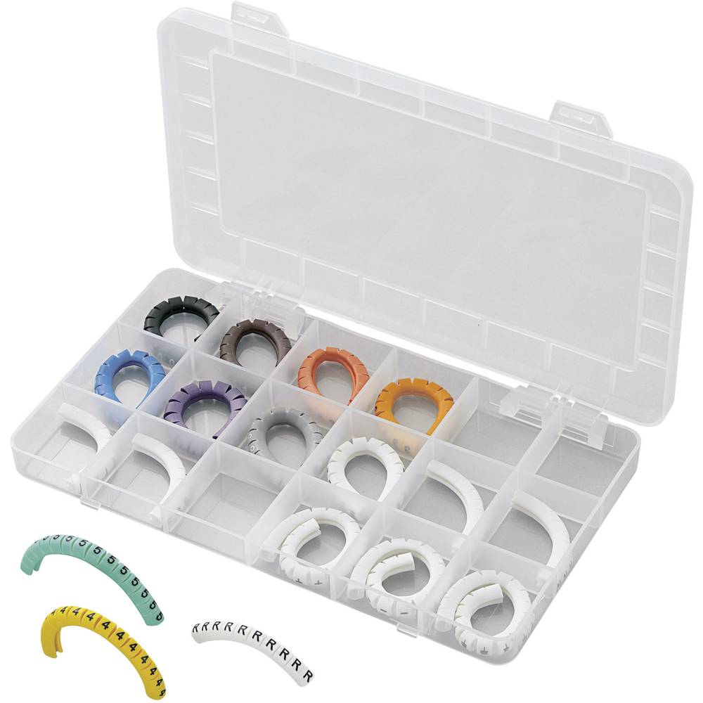 Tru Components - Ecmks-1 Clip Segnafili Legenda (segnacavi) 0 - 9, L, N, R, S, T, Pe, +, - Intervallo Diametro Esterno 1