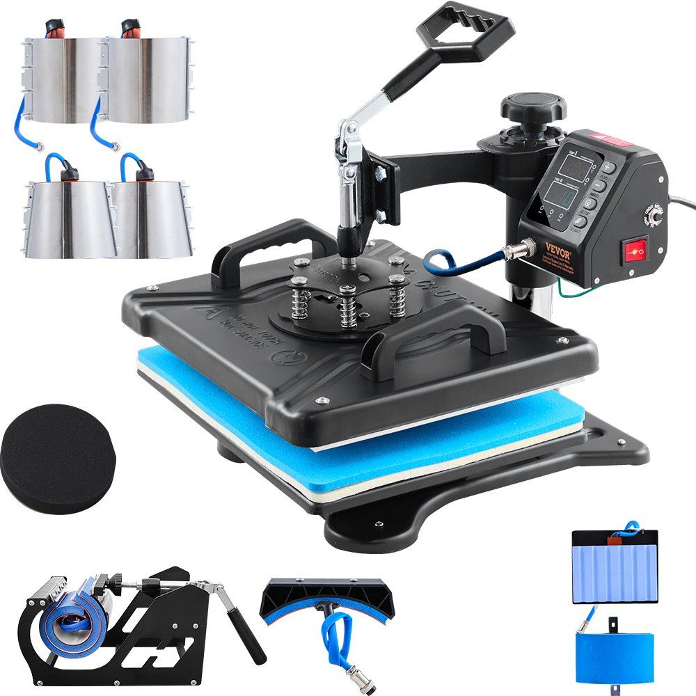 Presse à chaud 10 en 1 rotative à 360° pour t-shirts, mugs, casquettes et stylos, 30,5x38,1 cm